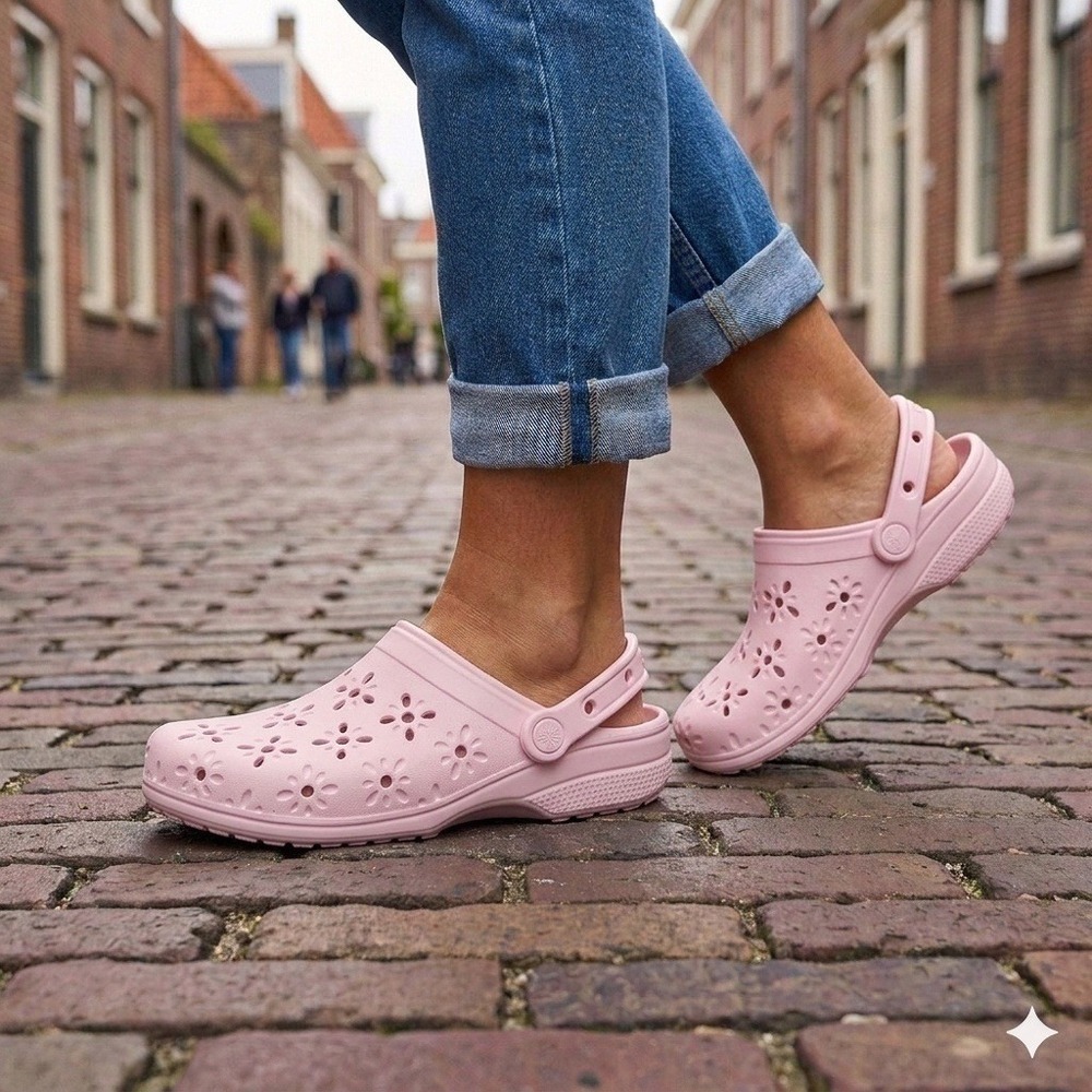 Crocs Classic Floral Cut Out Clog M9/W11 Pink 210927-6ZW **NEW**